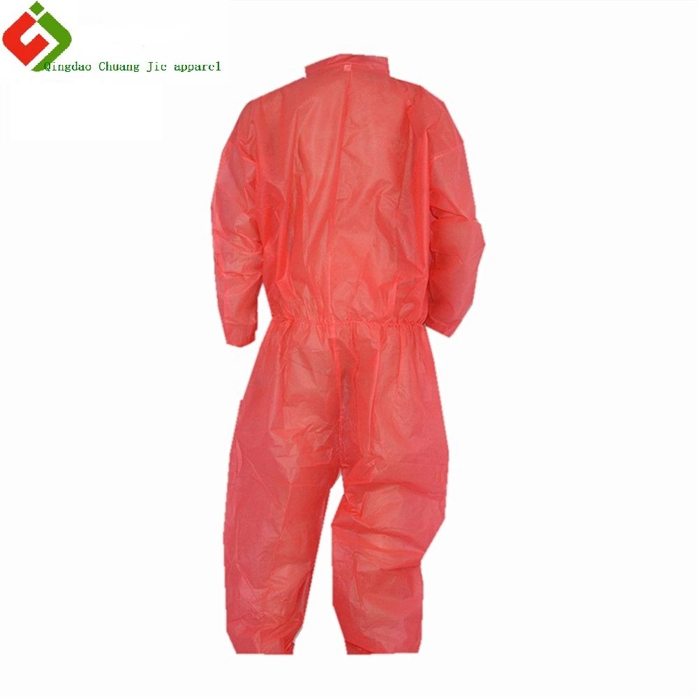 Disposable Microporous PP Safety Isolation Gown Protective Clothing Suit 50g Disposable Gown Coveralls with Elastic Wrists, Ankles and Hood Coveral