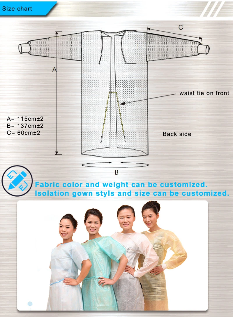 Reinforced Level 2 PP SMS Isolation Gown Disposable Surgical Doctor Suit Gown