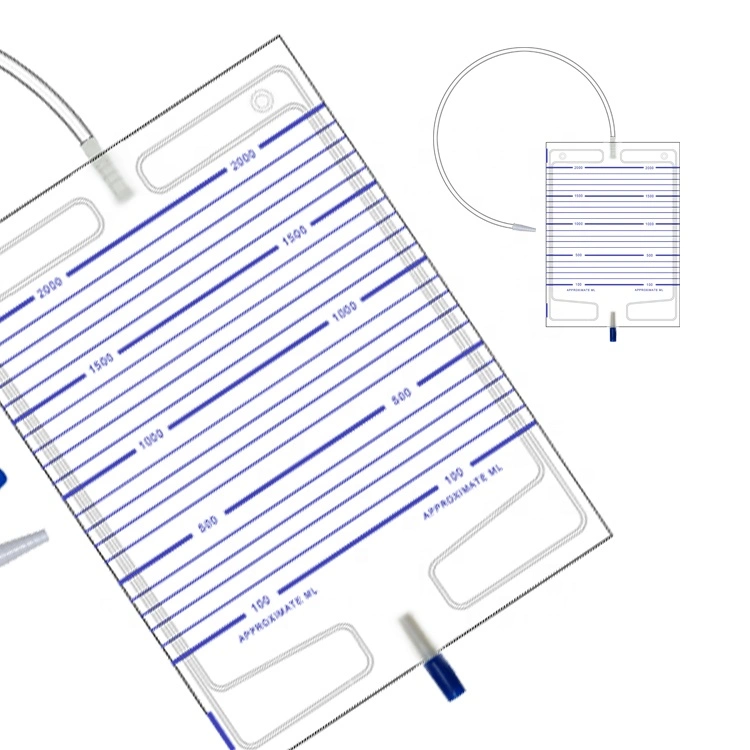 Disposable Medical Equipment 2000ml Urine Bag with Pull-Push Valve