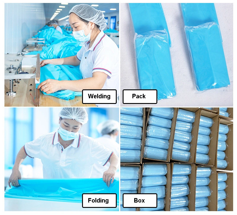 Disposable Plastic CPE Isolation Gown AAMI Level 2 Waterproof CPE Lab Coat Protective Clothing Medical Work Wear Hospital Gown