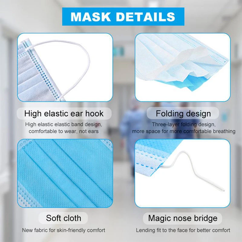 Disposable Protective Mask 3 Layer Ply Non-Wove Filter Mouth Face Mask Cotton Anti Dust Fog Haze Melt Blown Ear-Loop Mouth Protective Masks Dust Mask Ffp