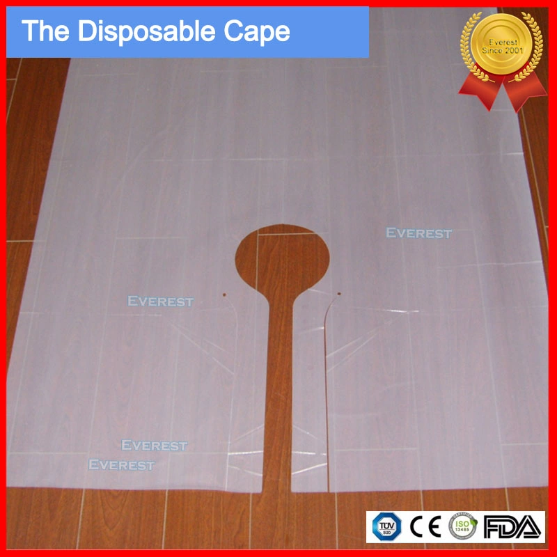 Disposable Plastic PE Barber Cape /Apron / Bib in Hair Beauty Salon Polyethylene Cape Apron