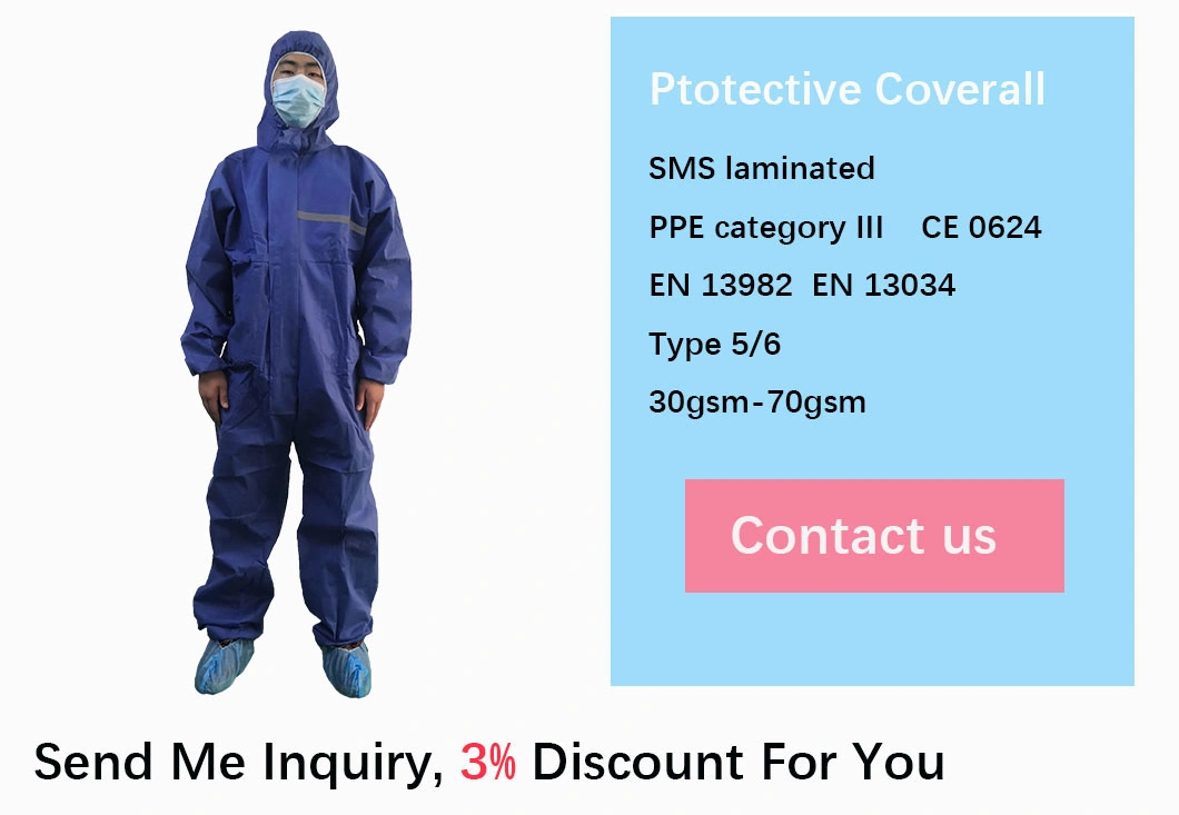 Cheaper Isolation Suit Set Factory Coverall 45g SMS Disposable Blue Nonwoven Protective Clothing Protect Coveral Dispos