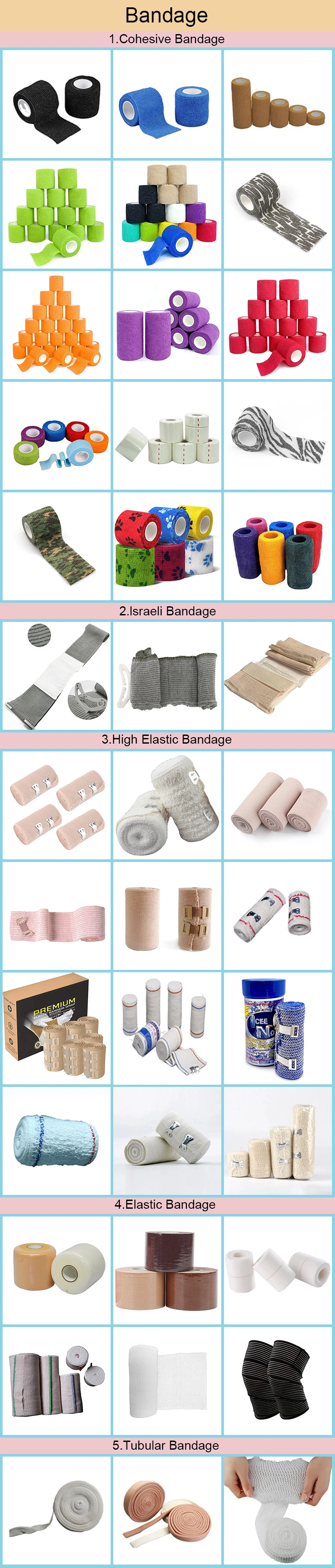 Wholesale Elastic Unbleached Spandex Cotton Crepe Bandage 7.5cm 10cmx4.5m with Clips Elastic Crepe Bandage Manufacturer, China