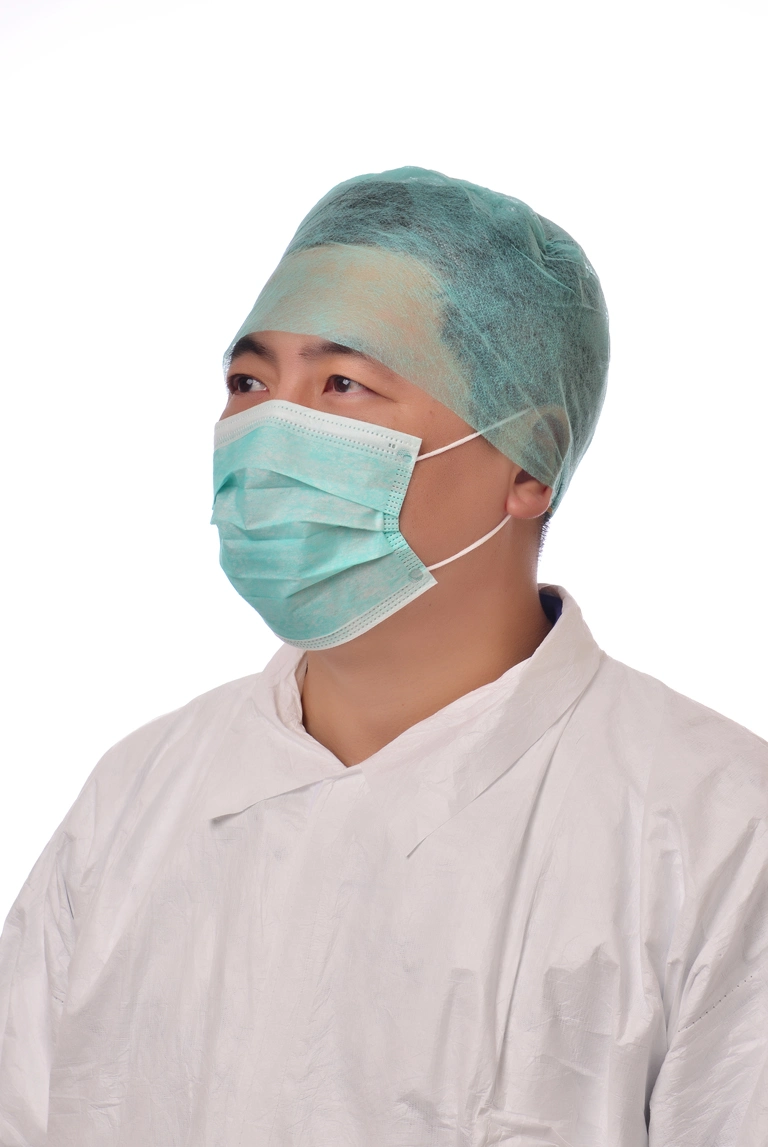 SMS or Non-Woven Material Single Medical Use Doctor Cap with Elastic Rubber at Back for Hospital