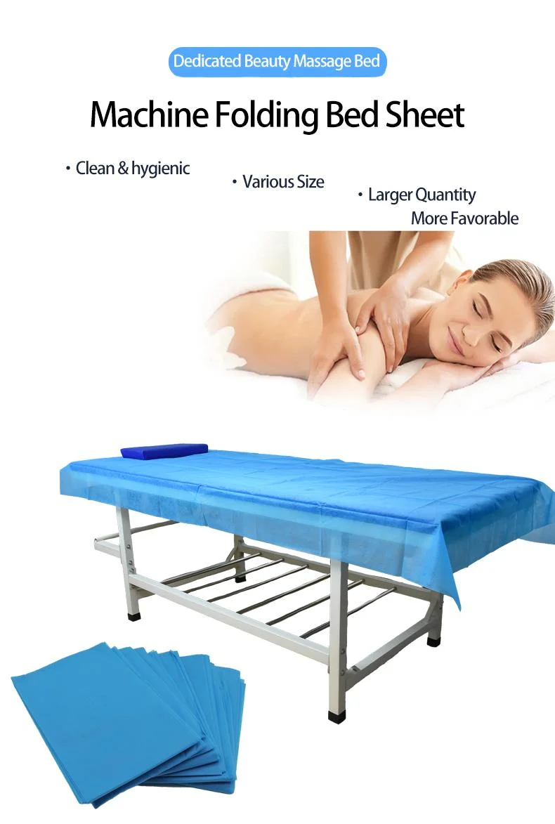 Disposable Nonwoven PP SMS Bed Cover Sheet Hospital Bed Sheets for Stretchers for SPA/Salon