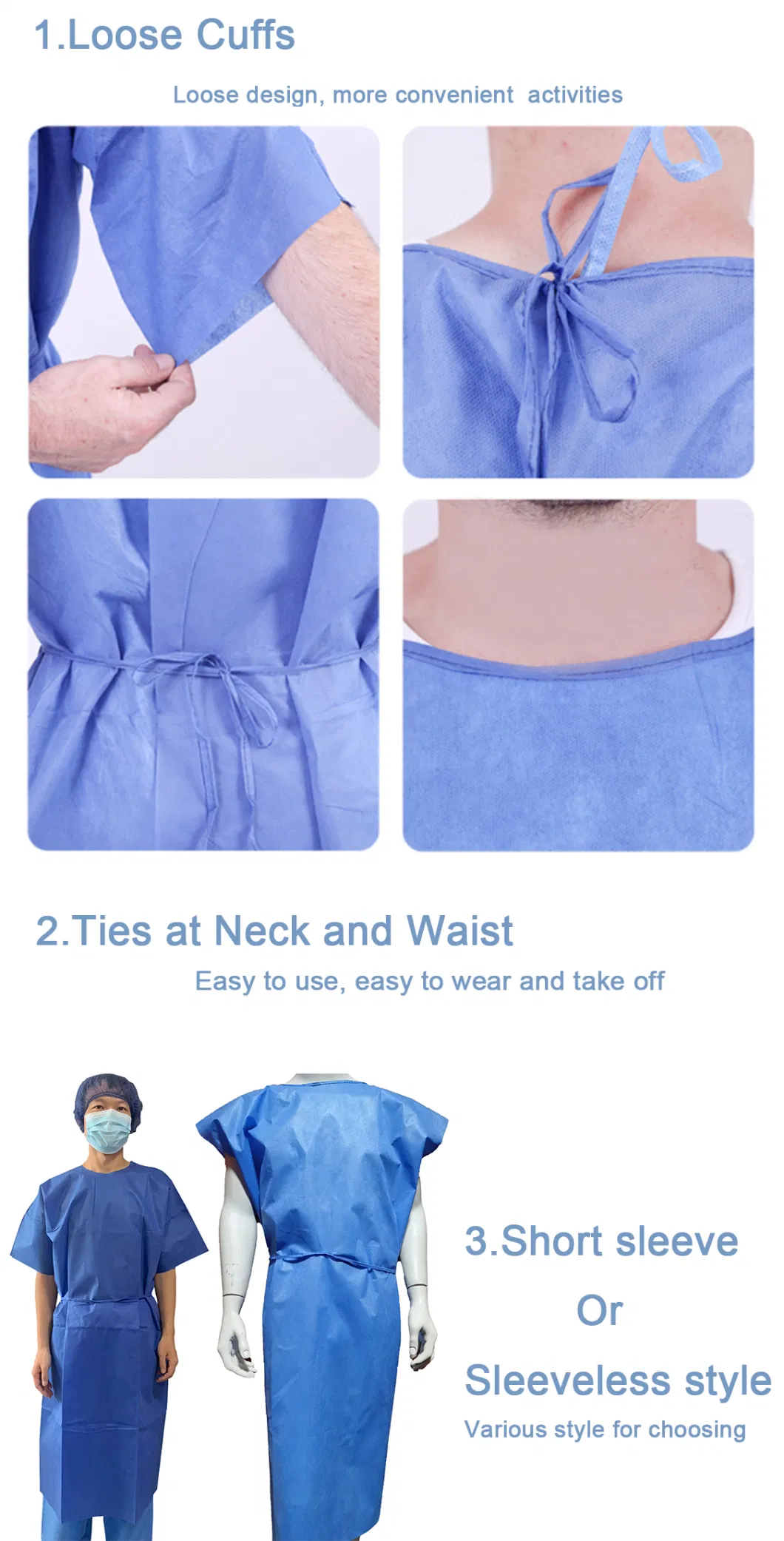 Wholesale Custom Non Woven Fabric to Patient Hospital Disposable Gowns Scrub Suit