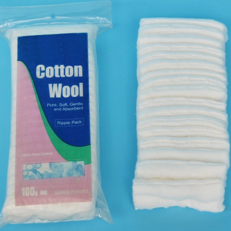 China Factory Wholesales Medical Absorbent Pure Bleached Cotton Folded Medical Absorbent Zigzag Cotton