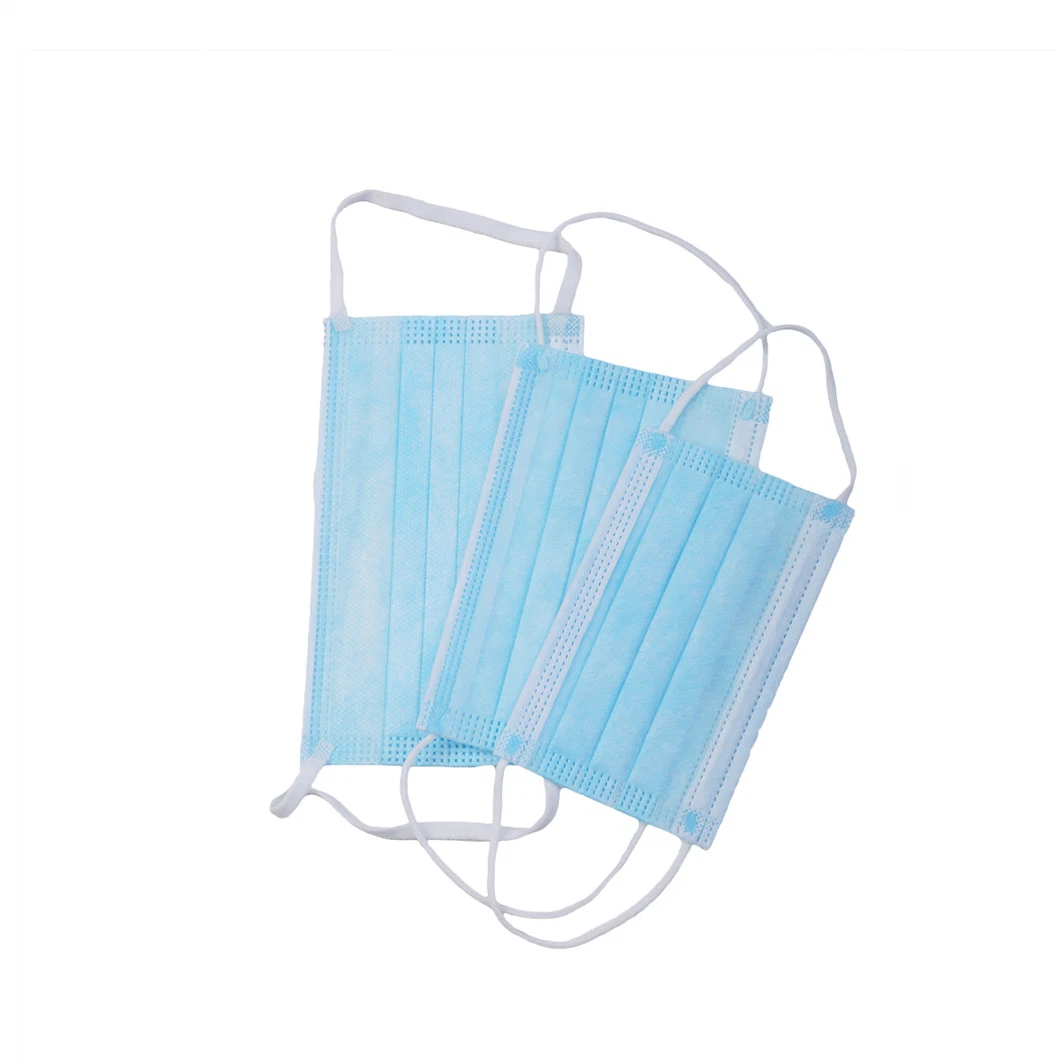 CE FDA Ear Loop Tie on Hospital Nonwoven Mascarilla China Factory Dust Blue White Black Protective Type Iir Surgical Disposable Medical Face Mask Bfe99%