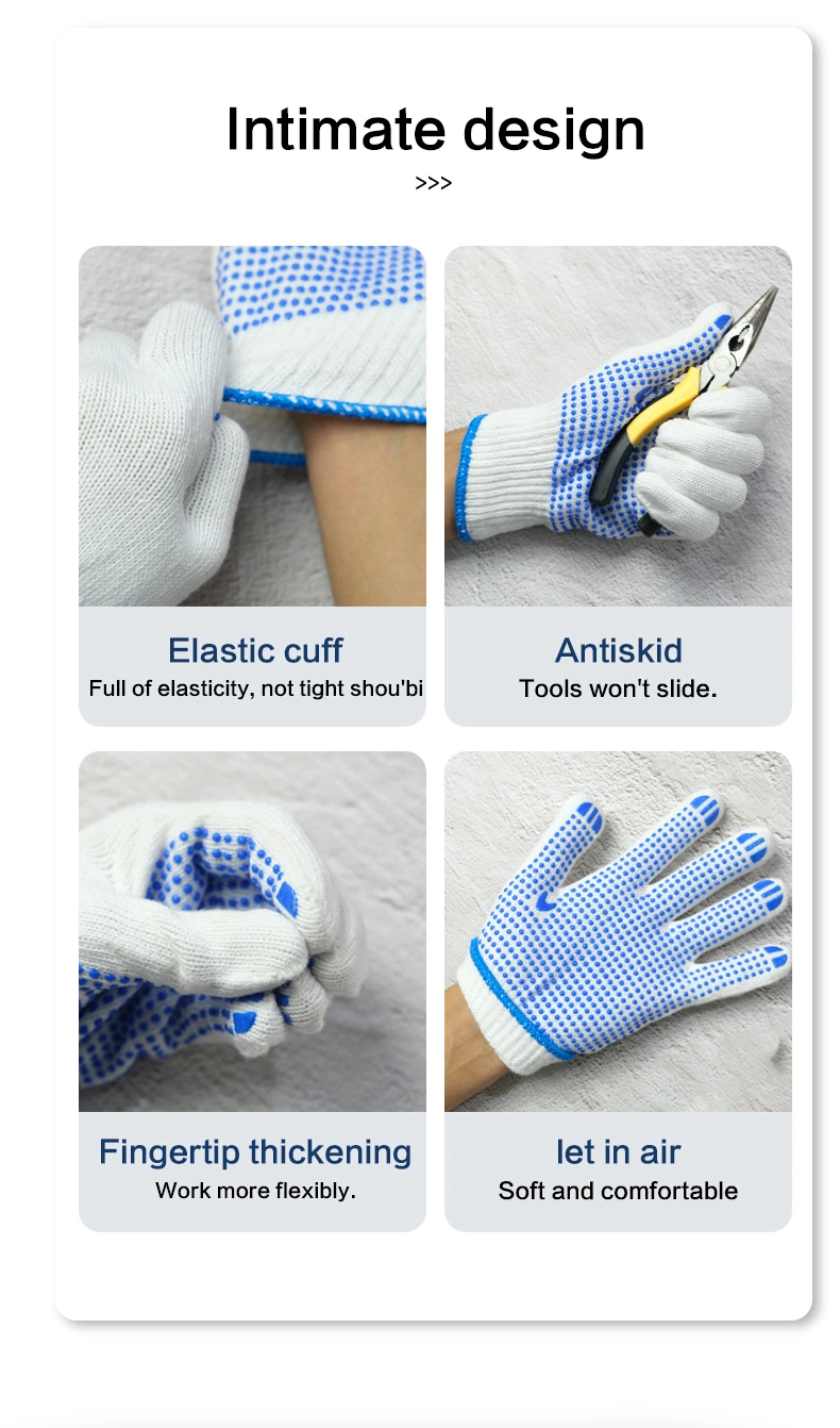 China Wholesale PVC Dotted/Dots Safety/Work/Labor Glove Industrial/Construction/Working Guantes Cotton Knitted Gloves