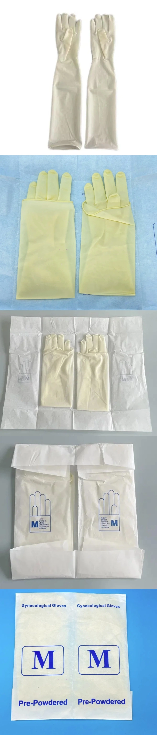 Textured 18 Inch Long Cuff Natural Rubber Gynecological Elbow Length Powder Free Sterile Rubber Latex Gloves
