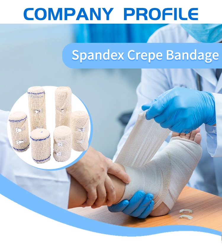 Medical Elastic of Crepe Bandage with Spandex Cotton Fabric Elastic Crepe Bandage