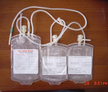 Disposable Double Blood Bag for Medical Use (Tubular Film)