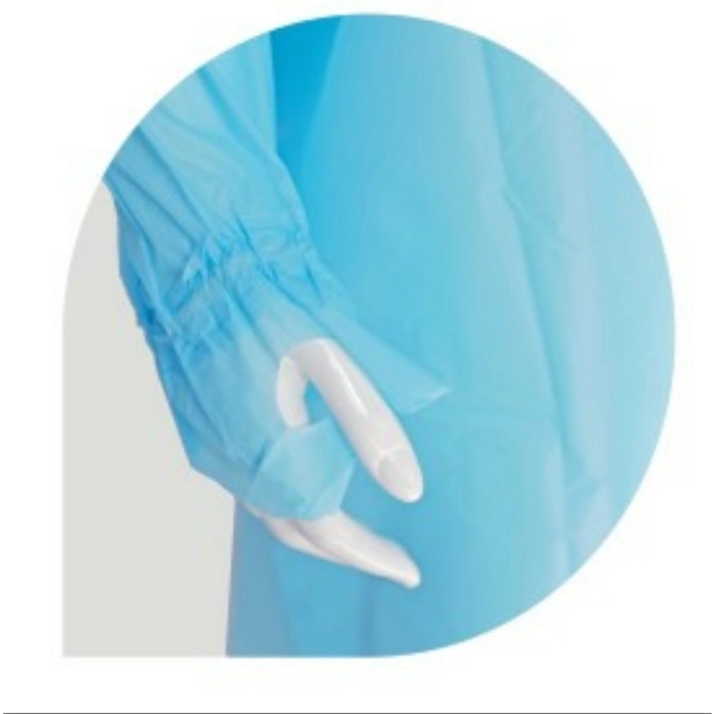 Nonwoven Spunbond PE Coated Blue Disposable Lab Coat