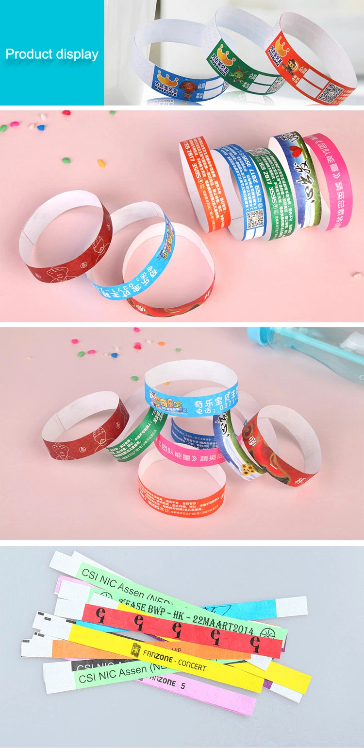 Cheap Custom Logo Tyvek ID RFID Wrist Band Waterproof Printing Identification VIP Disposable Passive RFID DuPont Paper Tag Bracelet for Exhibition Event