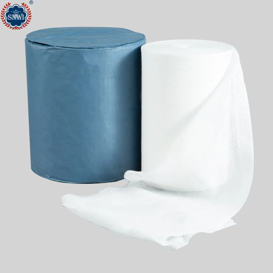 High Quality Emergency Medical Surgical Cotton Disposable Red Blue Line Spandex Crepe Elastic Bandage with Metal Clips