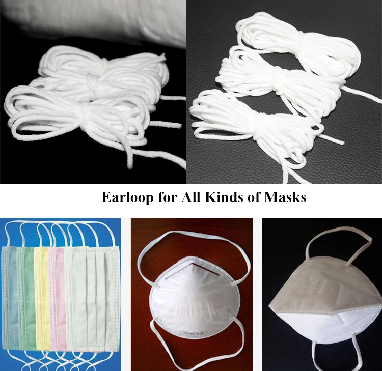 Disposable Flat Elastic Earloop String White Elastic Cord Earloop for Face Mask