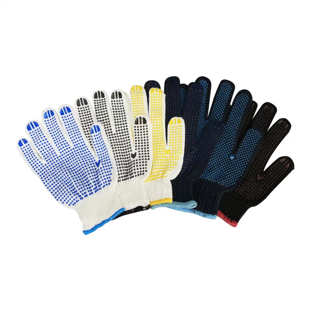 China Wholesale PVC Dotted/Dots Safety/Work/Labor Glove Industrial/Construction/Working Guantes Cotton Knitted Gloves