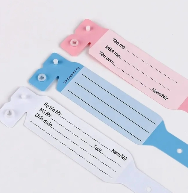 Identification Medical Soft PVC Vinyl Snap RFID Wristband ID Band Baby Identification Hospital NFC Bracelet