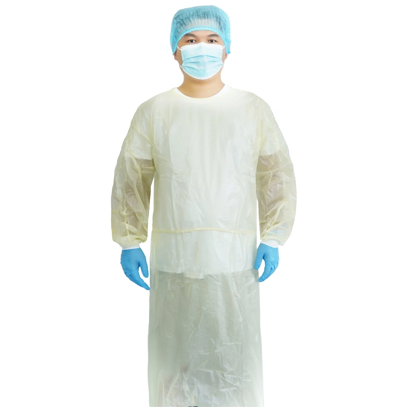 10 Pack Disposable Isolation Gown Polypropylene Lab Gown with Elastic Cuff Long Sleeve Fluid Resistant