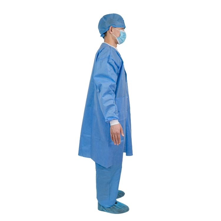 Disposable PP+PE SMS Non Woven Lab Coat, Waterproof Lab Gowns