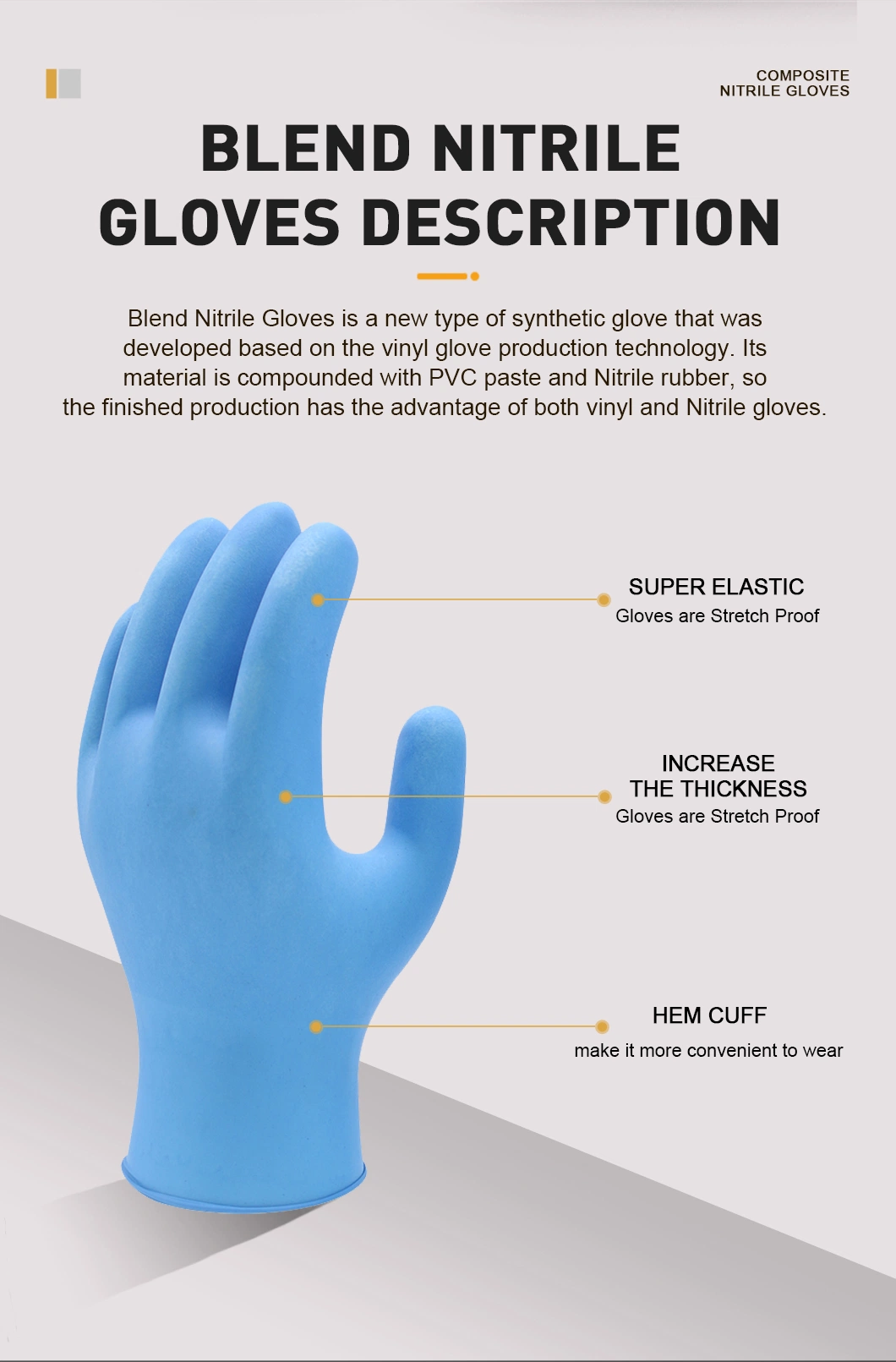 Food Grade with CE Disposable Pure Nitrile Non Latex Free Examination Inspection Work Gloves