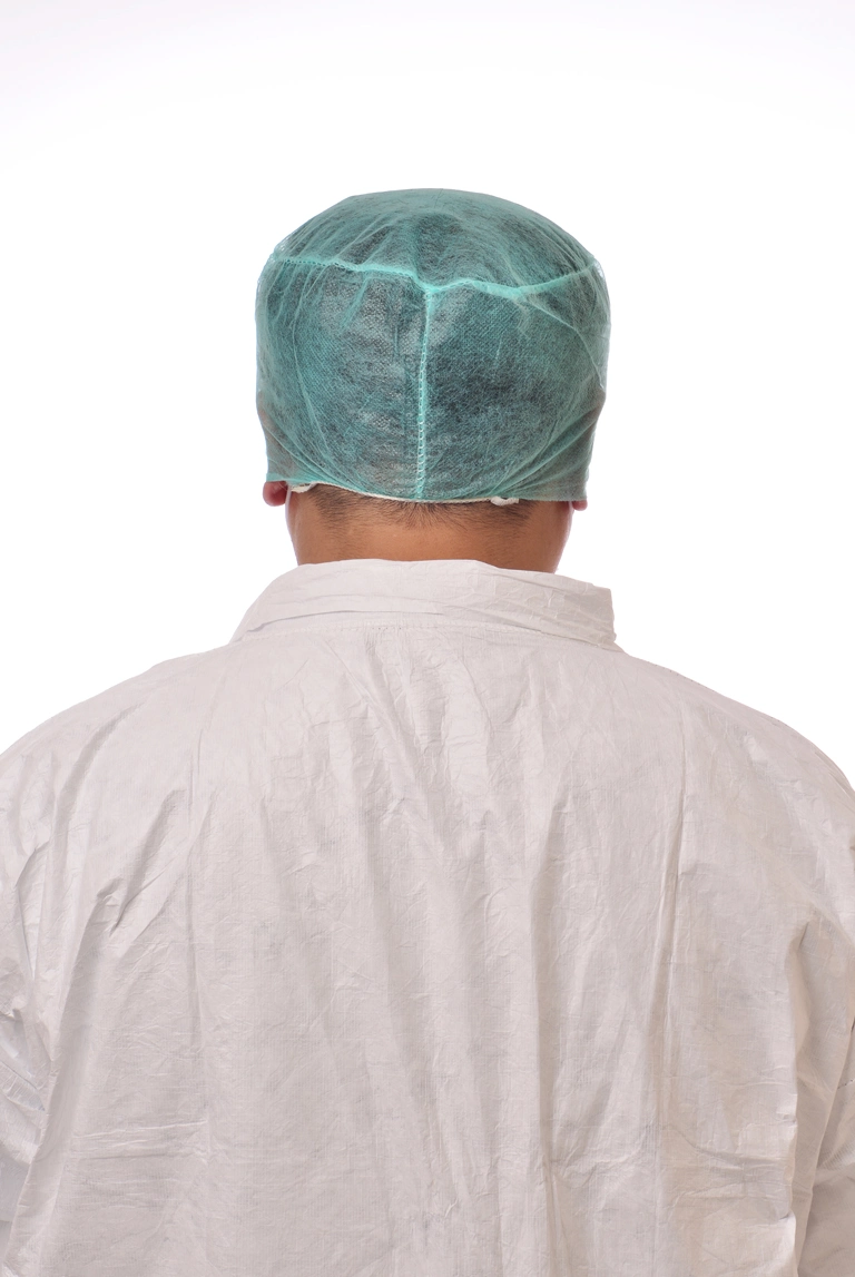 SMS or Non-Woven Material Single Medical Use Doctor Cap with Elastic Rubber at Back for Hospital