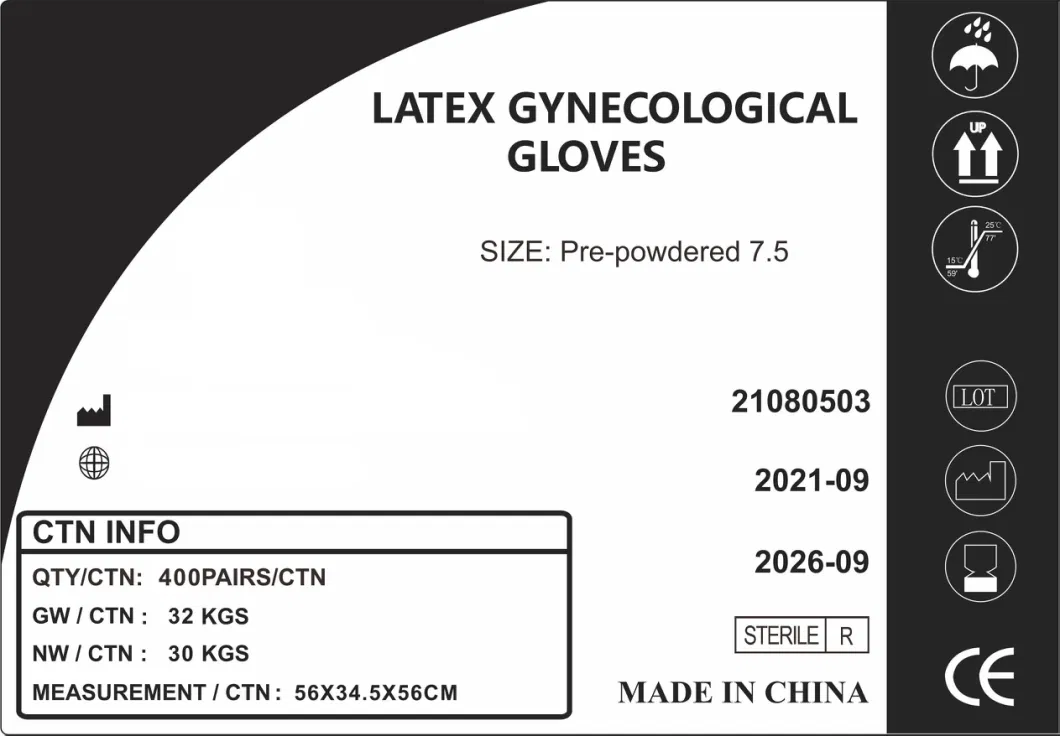Disposable Latex Gynaecological Glove with Powdered Medical Grade