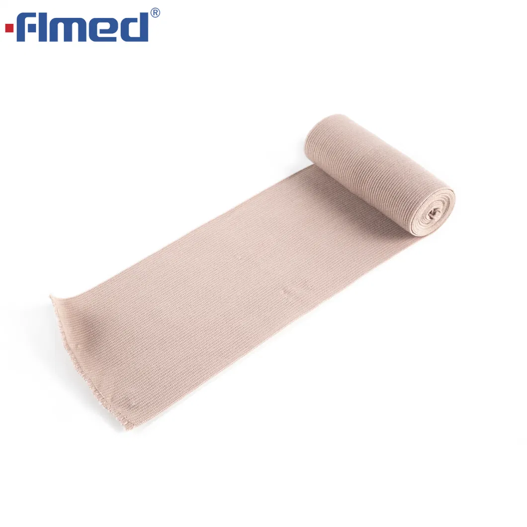 Disposable Medical High Elastic Cotton Crepe Bandages with Red Blue Line ISO13485 CE