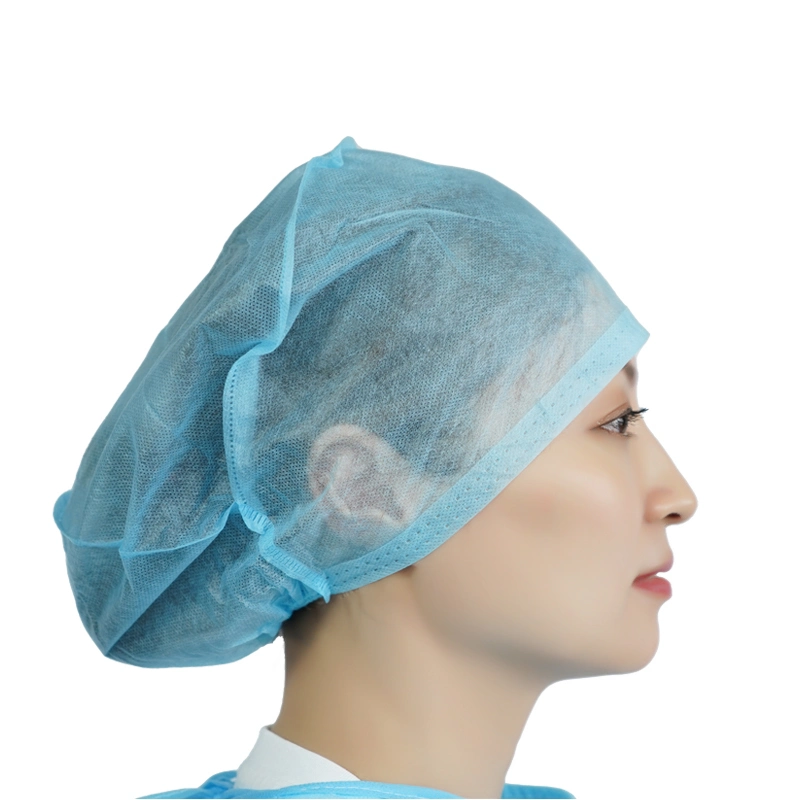 Non Woven Medical Hair Caps PP 25GSM Disposable Hospital Doctor Cap with Elastic Band on Back