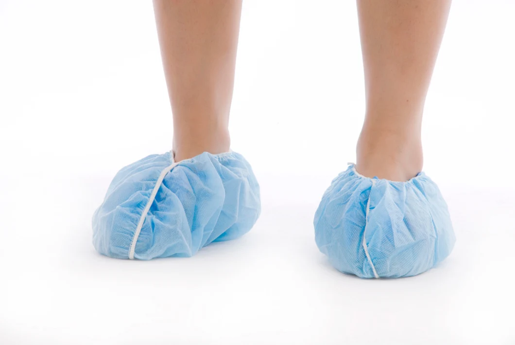 Disposable Medical Use Non-Woven Shoe Cover with Elastic Rubber Around All Parts for Clinic/Hospital