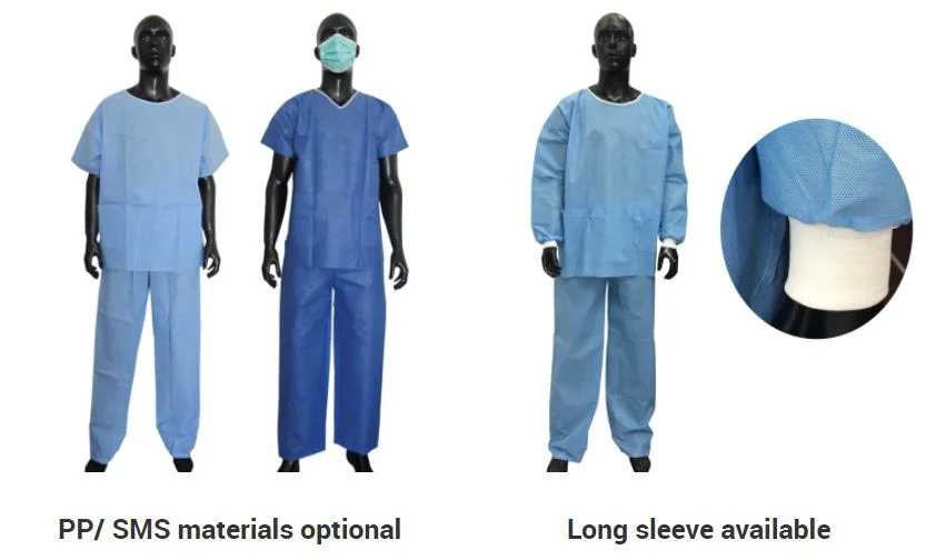 Disposable Non Woven Hospital Patient Surgical Scrub Suits for Woman Size M/L/XL/XXL