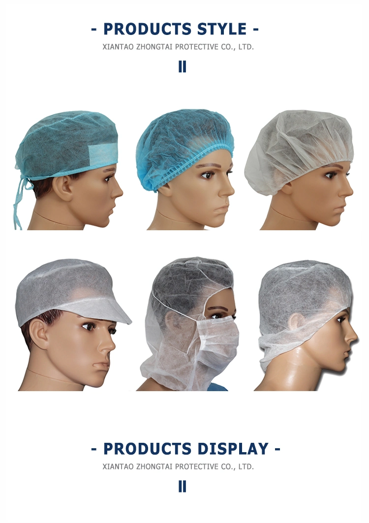 Wholesale Disposable PP Non-Woven Round Mob Cap Bouffant Surgical Clip Cap