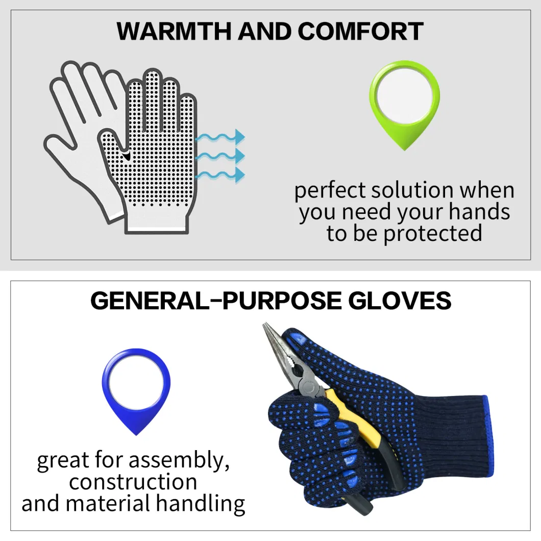 China Wholesale Labor Safety Work Double Sided PVC Dotted/Dots Cotton Knitted Gloves