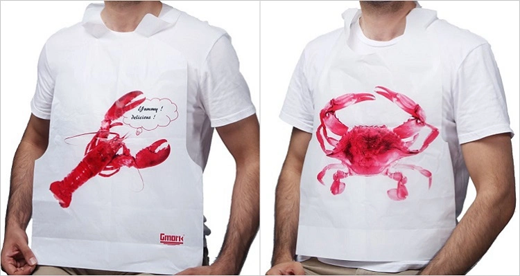 Seafood Custom Printed Apron Crab Plastic Disposable Aprons