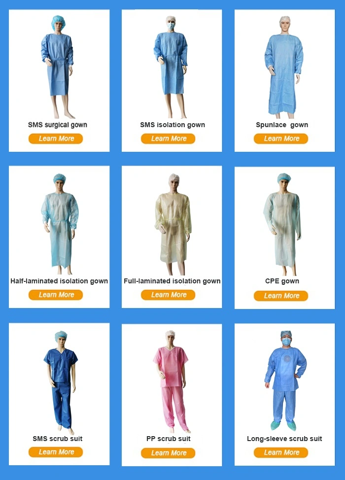 Custom Made Disposable PP SMS Waterproof Body Nonwoven Surgical High Quality Medical Sterile Hospital Wholesale Sterilized Nurse Isolation Scrub Suits