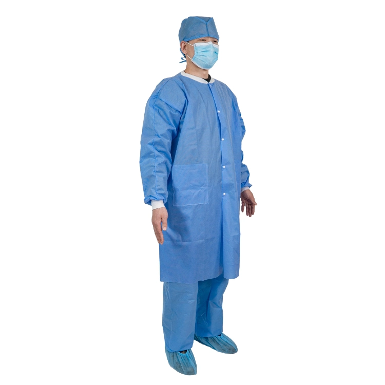 Disposable PP+PE SMS Non Woven Lab Coat, Waterproof Lab Gowns