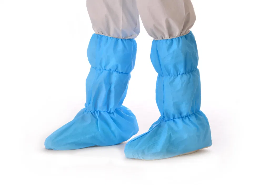Disposable Medical Use Anti-Bacterial Waterproof Shoe Cover Hospital/Laboratory Use Blue and White PP+CPE Shoe Cover