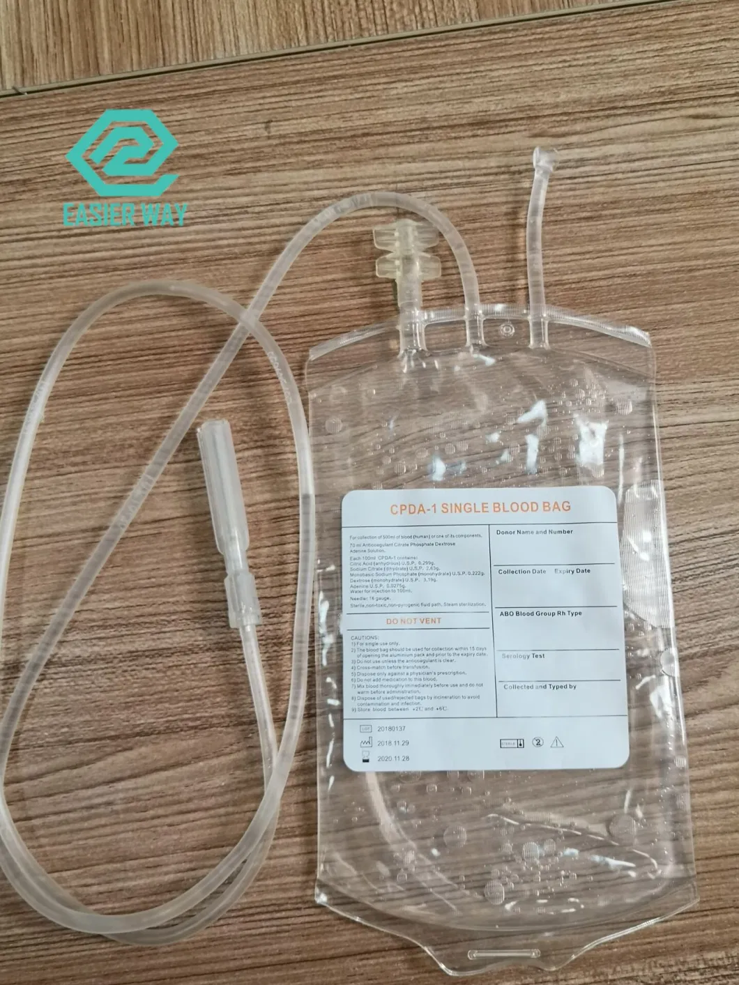 Disposable Sterilized Transparent Blood Bags for Visibility