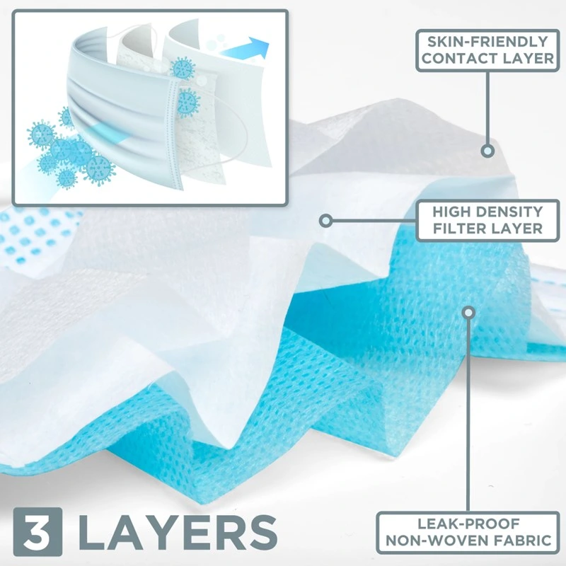 Disposable 3ply PP Non Woven Protective Head Loop/Tie on Face Mask