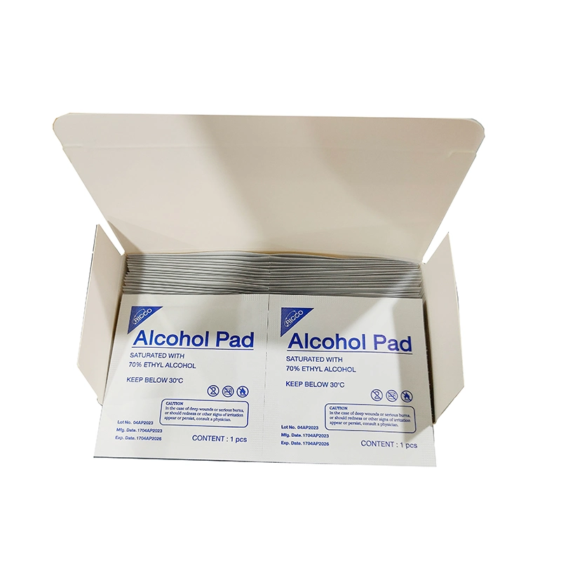 2024 Medical 70% Ethyl Alcohol Pads 8X4cm Sterile Isopropyl Alcohol Prep Pad for Disinfection Use