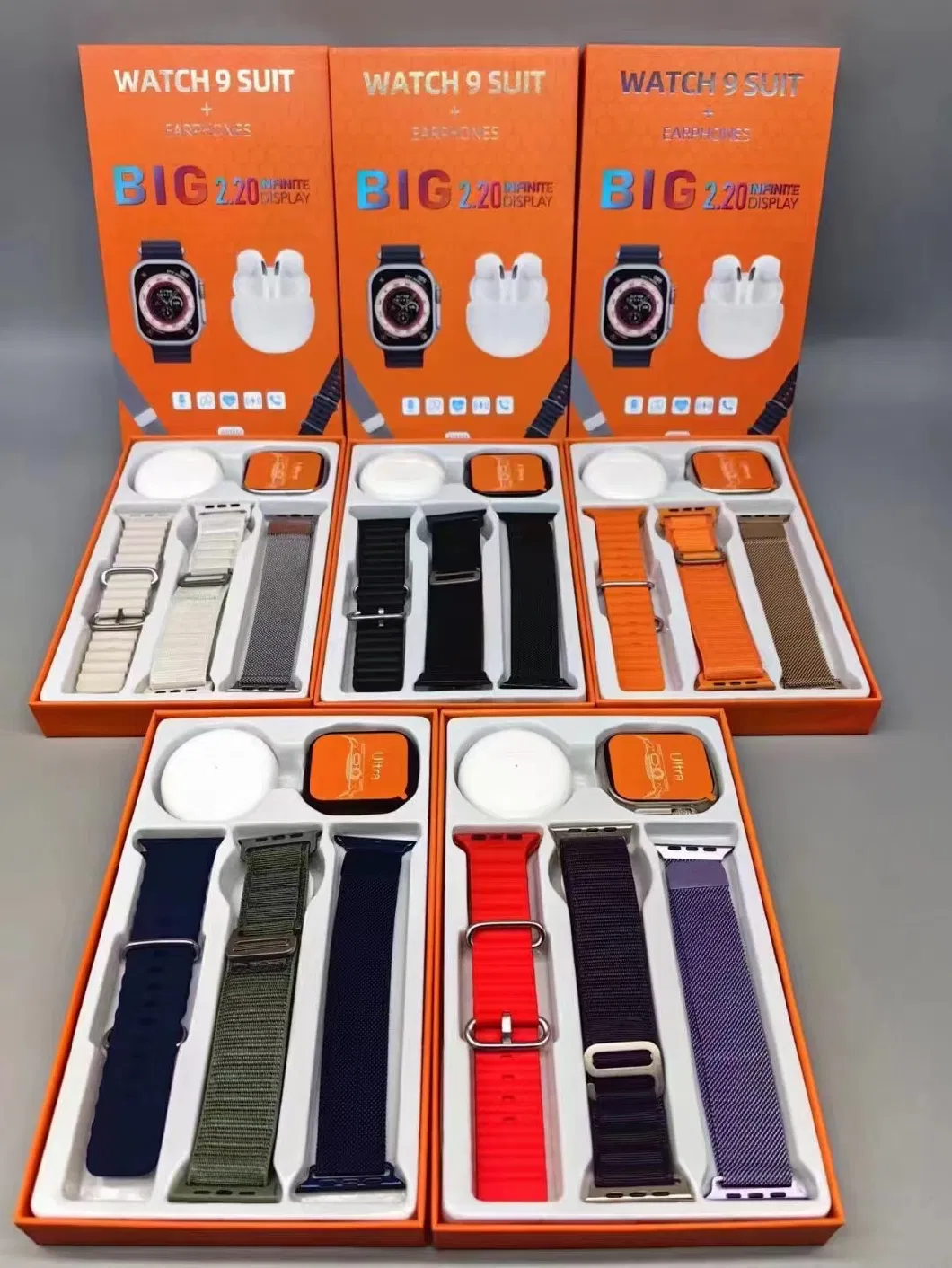 Smart Watch 9 Suit 49mm Big 2.20&quot; 3 Smartwatch Bands with Earbuds Sport Model Reloj OEM ODM Hot Sale