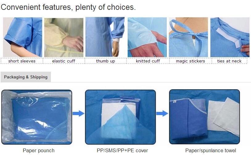 Eo Sterile SMS/PP+PE Surgical Gown for Anti-Virus