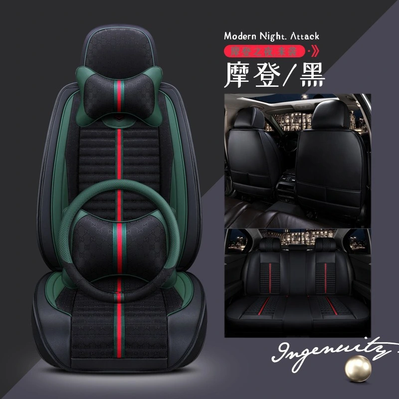 Hot Selling Green Airbag Compatible PVC Sports Luxury Waterproof 5 Seats Universal Full Set Car Seat Cushion Covers