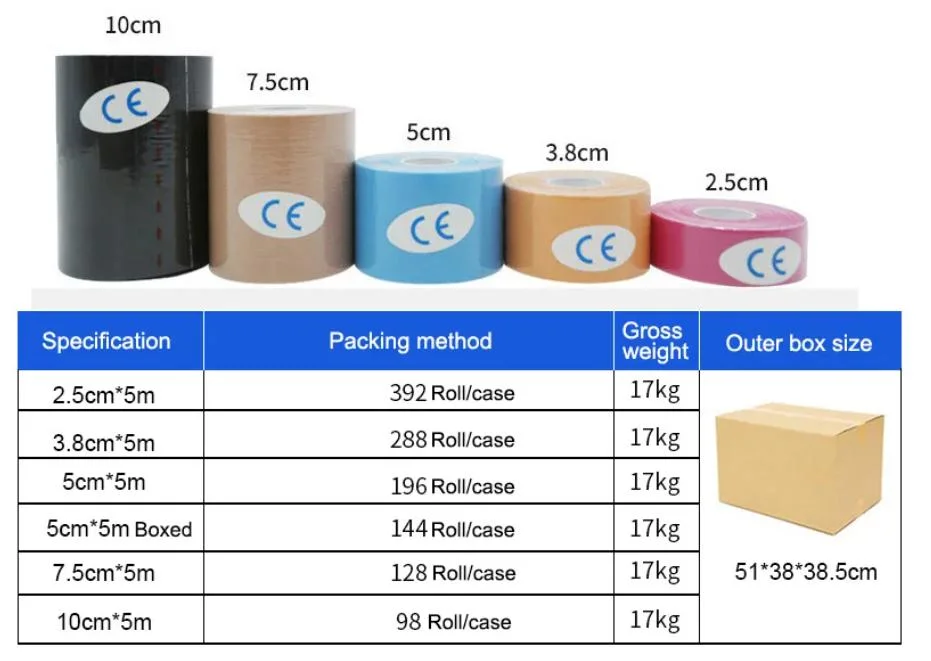 Ports Support Taping Therapy Tape Elastic Adhesive Sports Tape Kintape Kinesiology Tape Muscle Tape 4.5cm*5m