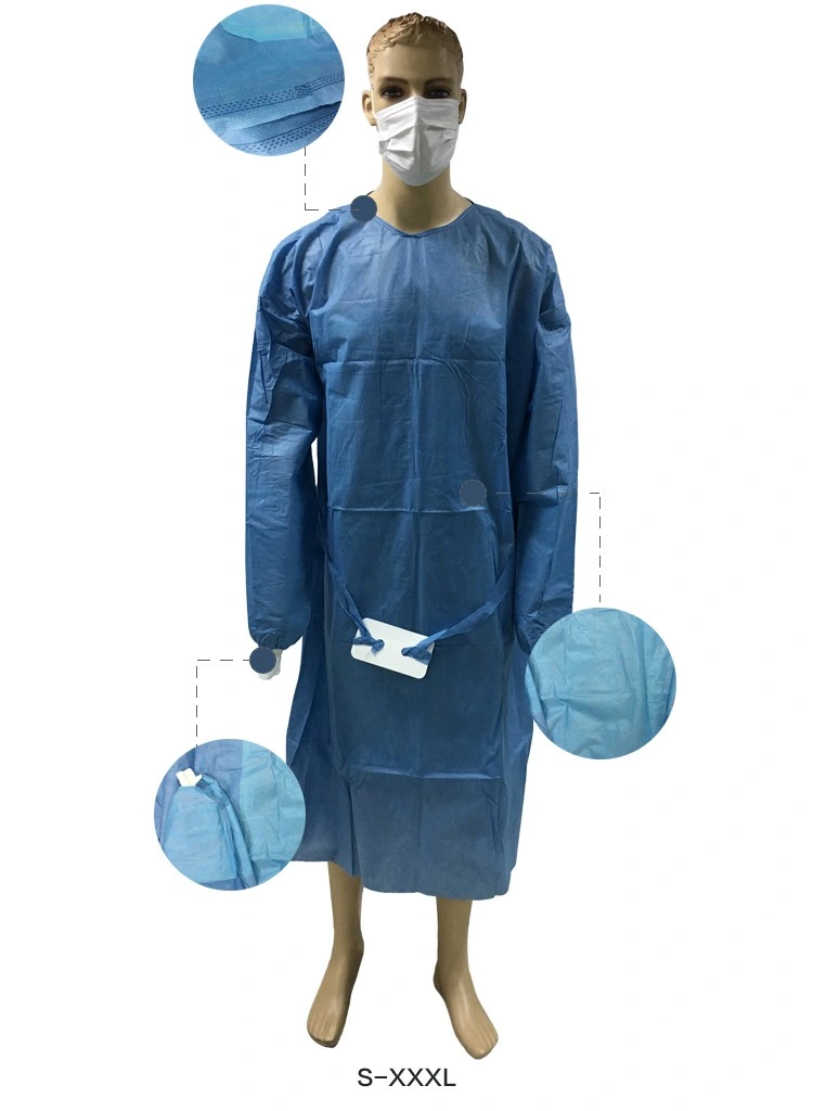 AAMI Level 2 Disposable Virus Test Medical Supply Nonwoven Surgical Waterproof Protective Clothing Medical Isolation Gown for Virus Test Lab Surgery Use