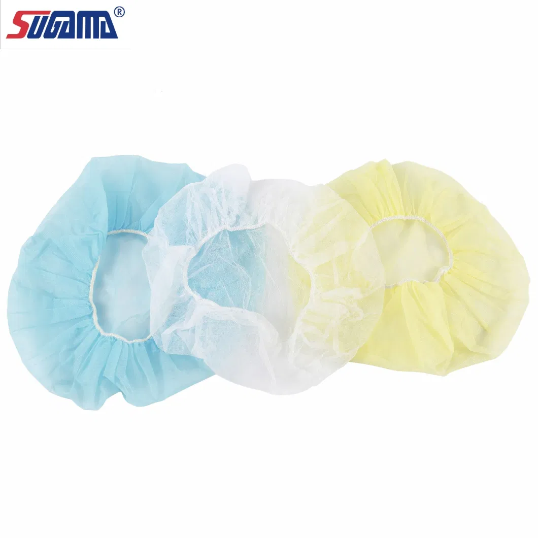 Disposable Non Woven Fabric Bouffant Clip Cap with White for Adult