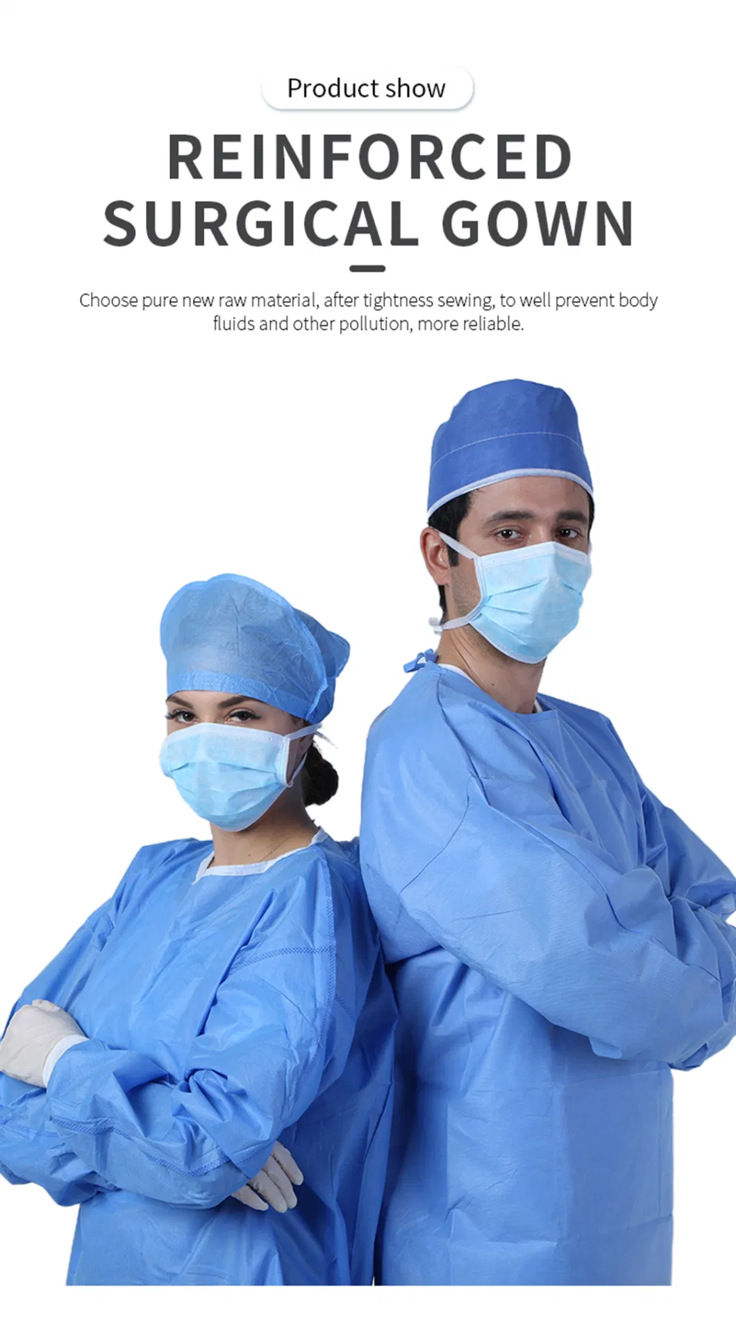 AAMI Level 2 Medical Disposable Surgical Hospital Isolation Gown OEM Customized Protective Gown Surgical Gown