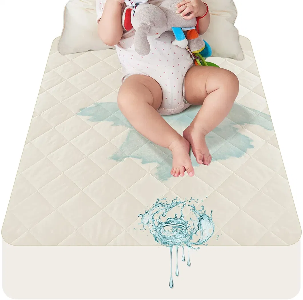 Quilted Crib Mattress Pad Ultra Soft &amp; Breathable Fitted Toddler Mattress Cover