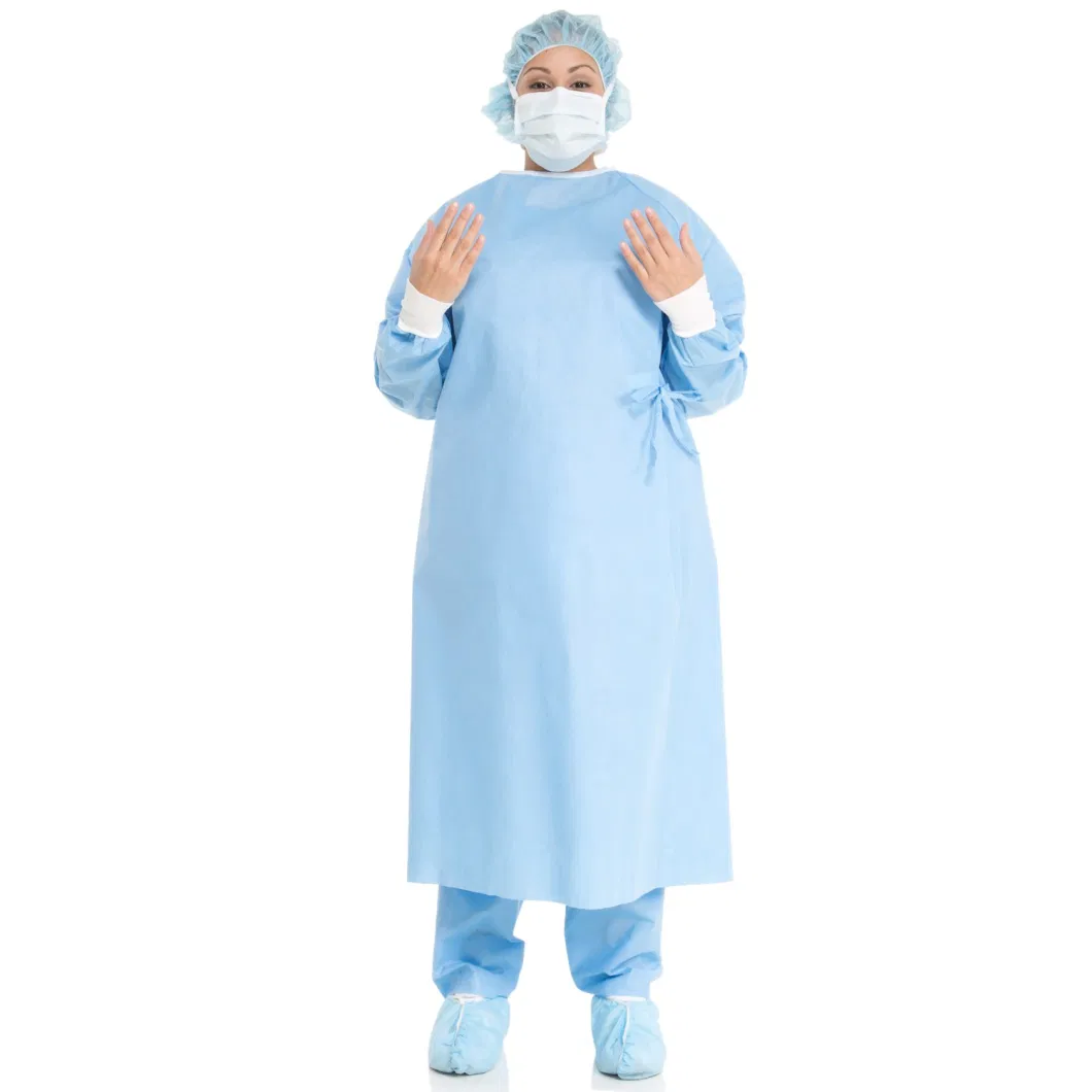 Breathable Hospital Uniforms Blue Disposable Medical Lab Coat Isolation Gown Fabric